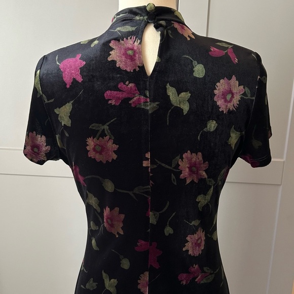 VTG Velvet Asian Inspired Women's 6 Blk Floral Maxi Dress Caren Desiree Co. Y2K - Picture 5 of 11